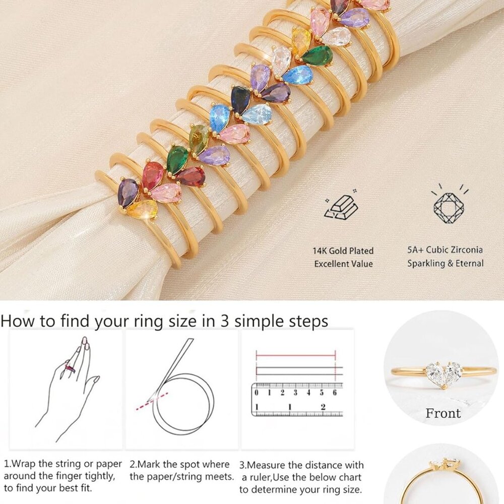 Heart-Shaped Stackable Gold Birthstone Ring - Non… - image 5